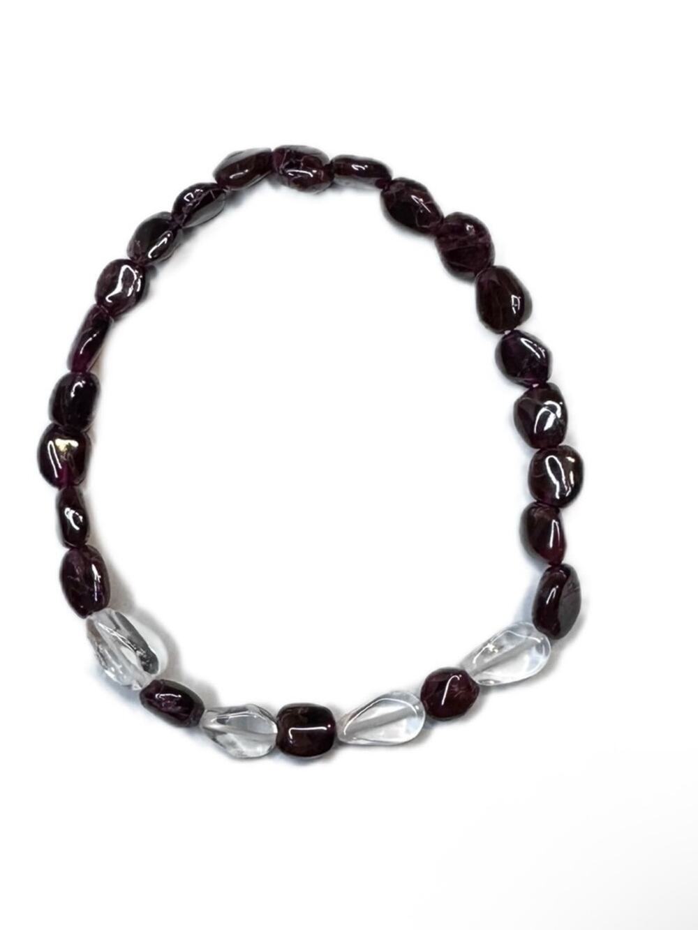 Garnet Clear Quartz brackets handmade stretch